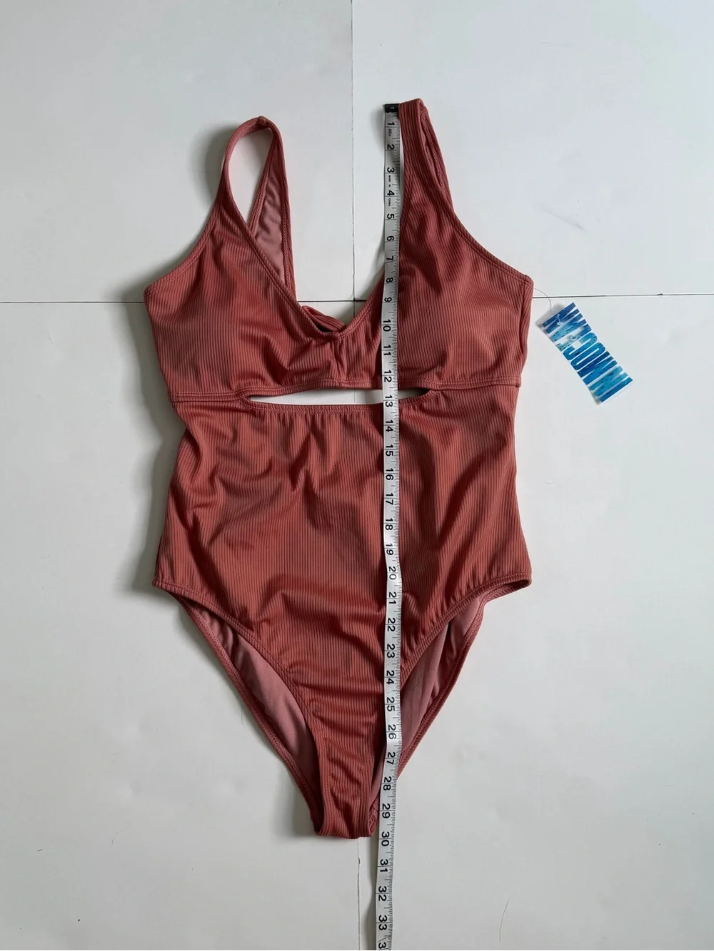 Ribbed Cutout One-Piece Swimsuit - Dusty Rose